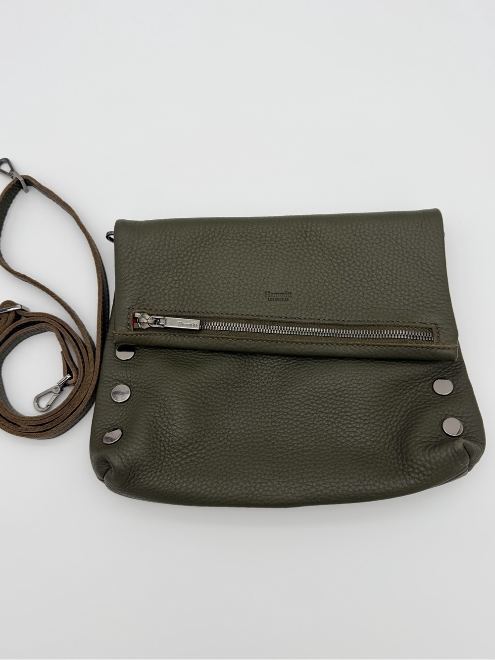Hammitt VIP Olive Green Leather Crossbody Shoulder Bag Gunmetal Hardware